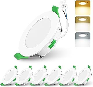 6 Pack LED Downlights, LED Recessed Ceiling Lights 4W 310LM 230V, 55-68mm Cutout Dimmable,3CCT 3000K 4000K 6500K Adjustable, IP44 Suitable for Bathroom Living Room Kitchen,White