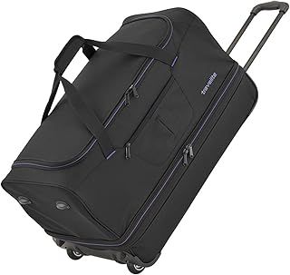 travelite trolley travel bag with wheels medium size, expandable, BASICS, soft luggage wheeled holdall with expandable fold, 55 cm, 51 - 64 liters