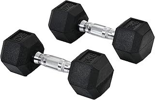 HOMCOM 2x4kg/2x5kg/2x6kg/2x8kg/2x10kg Rubber Dumbbell Sports Hex Weights Sets Home Gym Fitness Hexagonal Dumbbells Kit Weight Lifting Exercise