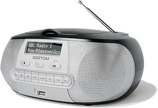 AZATOM Zenith Z2 DAB/DAB+ Digital Radio Boombox – CD Player, FM Radio, USB MP3 Player, Premium Stereo Sound, Mains or Battery Powered, Portable (Black/Silver)