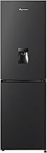 Fridgemaster MC55251DEB 55cm Freestanding 256 litre 50/50 Fridge Freezer with Non-plumbed Water Dispenser - Frost Free - LED Lighting- 4 Star Freezer Rating -Black - E Rated, H182.4 x W55 x D55.7 (cm)