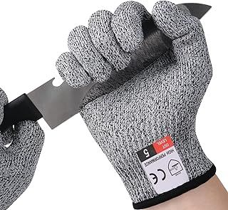 flintronic Cut Resistant Gloves, M for Adults - Level 5 Protection, Food Grade Work Cut Proof Gloves, No Cut Glove, Cutting Gloves, Wood Whittling Gloves, Knife Protection Glove EN 388 Certified