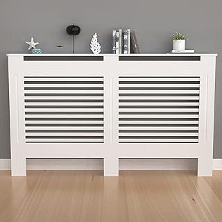High Radiator Cover Wood Cabinet: External 92cm Height White Extra Large Heater Covers Inner Heights 90cm Horizontal Slats Modern Tall Radiator Shelf Thicken MDF Wooden Kitchen Bedroom