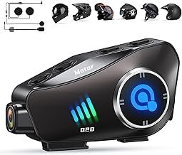 Motorcycle Helmet Headset with HD Camera 1080P Video, Motorcycle helmet bluetooth 5.3 ,IPX6 Waterproof, Hands-Free Communication with Soft and Hard Mic Headphone Speakers Compatible All Helmets.