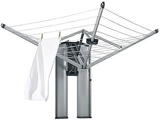Brabantia - WallFix - 24 Metres of Clothes Line - UV-Resistant & Non-Slip Lining - Foldable Rotary Dryer - Easy to install - with Storage Box - Metallic Grey - 184 x 182 cm
