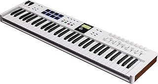 Arturia - KeyLab Essential 61 mk3- MIDI Controller Keyboard for Music Production, with All-in-One Software Package- 61 Keys, 9 Encoders, 9 Faders, 1 Modulation Wheel, 1 Pitch Bend Wheel, 8 Pads- White