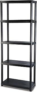 Addis 5 Tier Plastic Storage Shelving Unit – Durable Freestanding Organiser for Garage, Shed, Utility Room, or Home – Space-Saving, Easy Assembly, Plastic, Black