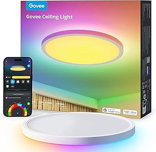 Govee LED Ceiling Light, Smart RGBIC Ceiling Light 2400LM Work with Matter, Alexa & Google Assistant, for Bedroom Living Room Kitchen,Round, 30cm