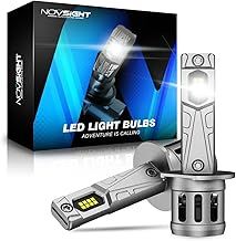 NOVSIGHT H1 LED Headlight Bulb - 90W 30000LM Headlight Bulb, 6500K White 12V Light H1 LED with Fan, Plug and Play, IP68 Waterproof, Pack of 2