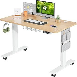 Height Adjustable Standing Desk Electric Standing Desk Sit Stand Desk Stand Up Desk with Cable Tray 120 * 60cm Desktop for Home Office