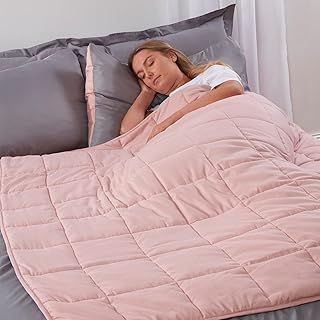 Brentfords Weighted Blanket 8kg for Adults Therapy Anxiety Autism Insomnia Calming Stress Relief with Micro Glass Beads, King - Blush Pink - 150 x 200cm
