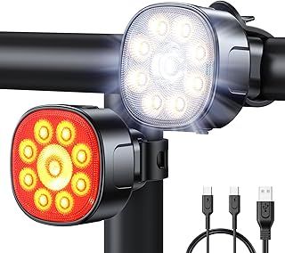 Babacom Bike Lights [8+7 Modes], USB Rechargeable Bike Lights Front and Back, Ultra Bright with Spotlight & Floodlight, IP65 Waterproof Bicycle Light for Road Mountain Day/Night Safe Cycling Reflector