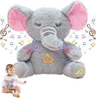 Breathing Elephant Teddy, Anxiety Relief Koala Elephant with Calming Music, Lights, Soothing Breathing Teddy Anxiety Bear, Sleeping Otter Plush Toys for Adults Kids Newborn Kids Gifts