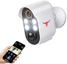 HubFlashy 1080p Wireless Security Camera with Spotlights for Indoor Outdoor Use, Bullet Surveillance Cam, AI Human Detection, 2-Way Talk, Color Night Vision, Cloud Storage, 2.4G WiFi (4 Spotlights)
