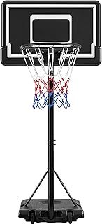 Yaheetech Basketball Hoop and Stand Portable Basketball Net Set Outdoor Indoor Basketball Stand with 2 Wheels & 32''/28'' Backboard, Adjustable Height