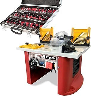 Router Table with Built in Motor Bench Top 240V Electric Routing for Woodworking Includes Collets and a 35 Piece 1/4" Cutter Set