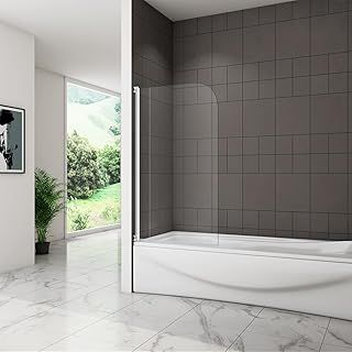 Bath Shower Screen 180° Pivot Screen Panel 800x1400mm Tempered Clear Glass