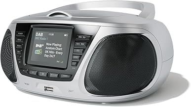 AZATOM Zenith Z4 Silver DAB/DAB+ CD Player – FM Radio, Wireless Bluetooth, Stereo Speakers, Clock, USB MP3 Player