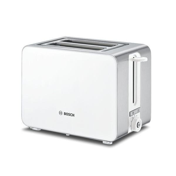 Bosch Sky Compact TAT7201GB 2 Slot Stainless Steel Toaster with 7 Variable Browning Levels Including Frozen - White