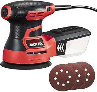 LUMBER JACK OS125 Professional Orbital Sander 350W with Variable Speed, Dust Extraction, Low Vibration & 125mm Velcro Sanding Pad, Lightweight Electric Sander for Wood, Metal, and DIY Projects