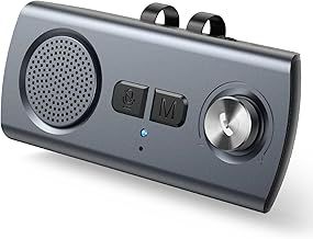 AGPTEK Hands Free Car Phone Kit Bluetooth 5.3, 5W Car Speaker for GPS Music with TF Card Slot, Siri Google Assistant Support, Motion AUTO ON, Wireless in Car Visor Speakerphone with Volume Knob