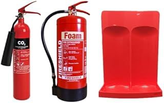 2KG Co2, 6LTR Fluorine Free Foam Fire Extinguisher & Double Red Fire Extinguisher Stand