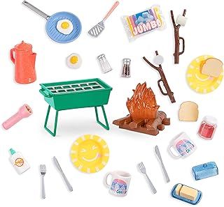 Glitter Girls Dolls – Campfire & Portable BBQ Grill Set – Marshmallows, Toasting Sticks, and Play Food – 14-inch Doll Accessories for Kids Ages 3 and Up – Children’s Toys