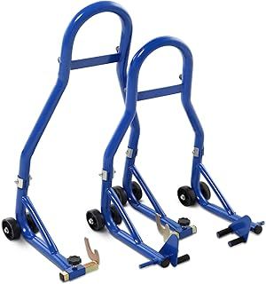 2PCS Paddock Stand 46 * 10 * 58cm Motorcycle Lift Stand with Rear Fork Fork Shaft Lift Motorcycle Front/Rear and Skate Wheels Motorcycle Rear Track Paddock Stand for Sports Bike Wheels