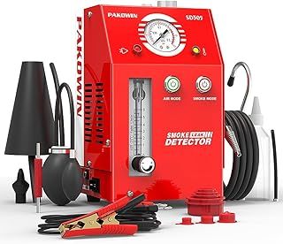 12V DC Automotive Smoke Machine Leak Detector with Pressure Indicator - EVAP Vacuum Diagnostic Tester for Pipe System Multi-Function - Red