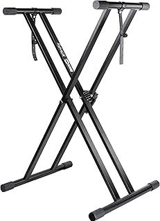 RockJam XX-363 Xfinity Doublebraced Pre Assembled Keyboard Stand with Locking Straps & Lessons.,Black
