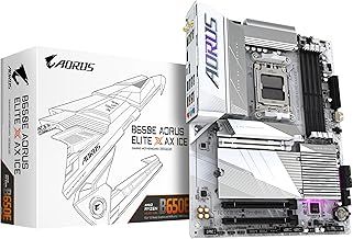 Gigabyte B650E AORUS ELITE X AX ICE Motherboard - Supports AMD Ryzen 8000 CPUs, 12+2+2 phases VRM, up to 8000MHz DDR5 (OC), 1xPCIe 5.0 M2 + 2xPCIe 4.0 M.2, Wi-Fi 6E, 2.5GbE LAN, USB 3.2 Gen 2