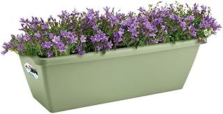 elho Barcelona Trough 40 - Plastic Planter for Balcony & Outdoor - 40cm x H 16.0 cm, 8 liter volume, Pistachio Green