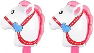 2pcs Inflatable Stick Horse, Cartoon Inflatable Stick Game Performance Stage Props, Cute Inflatable Horse Head Sticks, Suitable for Children's Theme Parties, Birthday Parties(Pink)