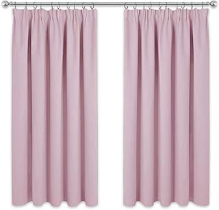 PONY DANCE Pink Curtains for Girls Bedroom 54 Drop Kids Blackout Thermal Curtains Pencil Pleat Short Blackout Window Curtains for Nursery with Hooks for Track, 2 Panels, W46 X L54, Pink