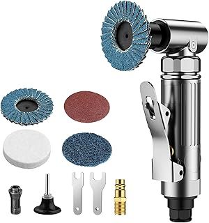 COLFULINE Air Die Grinder with 1/4" and 1/8" Collet, 90 Degree Mini Pneumatic Angle Grinder with 4 Sanding Discs, Mini Sander Grinder Polisher Tool for Polishing, Grinding, Rust Removal