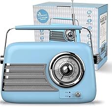 Radios Mains and Battery, Portable Radio FM/Bluetooth, Bluetooth Radio & Rechargeable, Portable Radios Mains and Battery, Large Dial Simple To Use For Elderly, 87.5-108MHz (Blue)