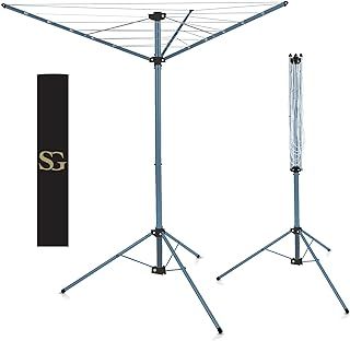 18m Freestanding Camping Airer, Rotary Washing Line Heavy Duty Large Clothes Foldable Free Rotating Airer Dryer Garden use, Easy to Open and Close along with Stable Legs, Silver (18m)