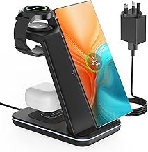 3 in 1 Wireless Charger for Samsung, CIYOYO Samsung Charging Station for Galaxy S25 S24 S23 Ultra Z Flip Fold, Watch Charger Stand for Galaxy Watch 7/6/5/5 Pro/4/3, Galaxy Buds 2 Pro, 18W Adapter