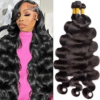 Brazilian 12A Body Wave Human Hair 3 Bundles 20 22 24 inch 100% Unprocessed Virgin Human Hair Weave Body Wave Extensions for Women Natural Color Can Be Dyed or Bleached