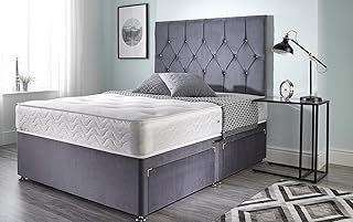 Ziggy Grey Plush Memory Foam Divan Bed With Mattress, No Headboard, No Drawers (Small Double (120cm X 190cm))