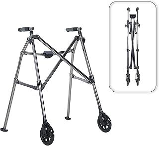 Aidapt Ultra Lightweight Space Saving Wheeled Walker Walking Frame Rollator withWheels, Fold Down Design, Glide Skids, Height Adjustment for Walking, Standing, Mobility for Elderly and Disabled