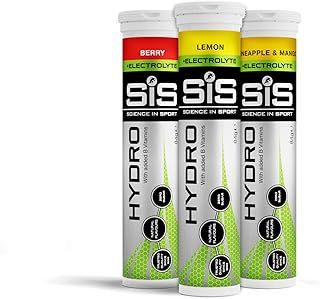 Science In Sport Hydro Hydration Tablets, Variety Pack Pineapple Mango, Berry, Lemon Flavour Plus Electrolytes, 20 Effervescent Tablets per Bottle (3 Bottles)