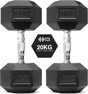 Hex Dumbbells Weights Pair for Home Exercise | 1kg - 30kg Set of 2 Hexagonal Weight Rubber Encased for Home Fitness Gym Workout Training Muscle Building & Conditioning