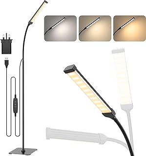 Floor Lamp, 120 LED 10 W, Floor Lamp with 3 Colours and 10 Brightnesses, Flexible Gooseneck Floor Lamp for Living Room/Bedroom/Office