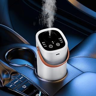 Portable Car Aromatherapy Diffuser, Waterless Essential Oil Diffuser with Touch Panel and Handle, Aroma Air Freshener for Car, Home, Bedroom, Office, Yoga (Silver)