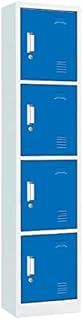 Single Door Metal Storage Lockers, Blue & Grey Steel Lockable Unit, Staff Gym School Changing 1850mm H x 380mm W x 450mm D (4 Door Locker)