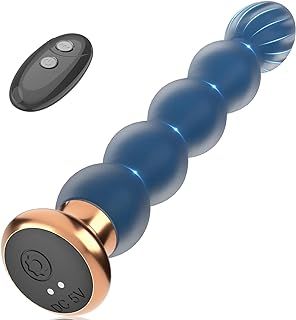 Vibrating Anal Beads Butt Plug Vibrator Anal Toys, 10 Vibration Remote Control Double Layer Soft Silicone Anal Plug G Spot Stimulor & Prostate Massager Sex Toys4couples Men & Women