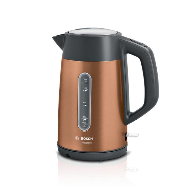 Bosch DesignLine Plus Stainless Steel Cordless Kettle, TWK4P439GB, Copper