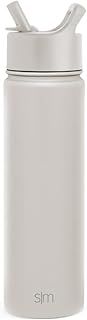 Simple Modern Water Bottle with Straw | Insulated Stainless Steel Bottle for Sports Gym | Summit Collection | 650ml | Almond Birch