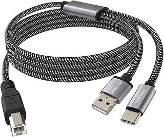 MOSWAG 2in1 USB C to USB B 3.28FT/1M Printer & MIDI Cable, Compatible with Music Instrument, Piano, Midi Keyboard, USB Microphone